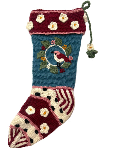 Bird Crocheted Stocking