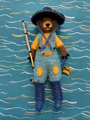 Bear Fisher Wool Felt Ornament