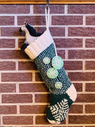 Green Knit Snowflake Stocking