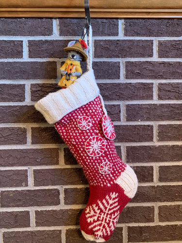 Red Knit Snowflake Stocking