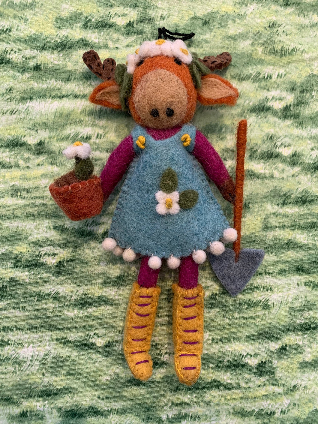 Moose Gardener Wool Felt Ornament